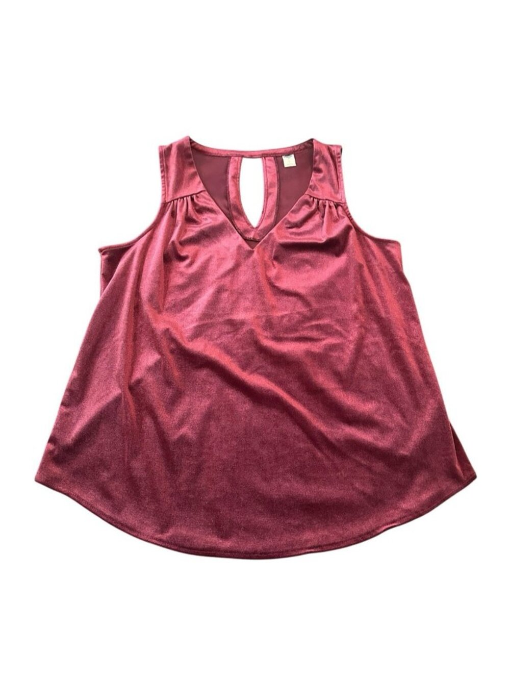 Y2K Old Navy Tank Top Women L Burgundy Velvet V-Neck Keyhole Whimsigoth Gothic